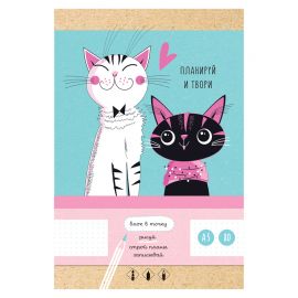 Записная книжка А5 80л. BG "Довольные коты", матовая ламинация, выб. лак, блок в точку ЗК5т80_лм_вл 8365