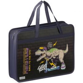 Папка с ручками А4 ArtSpace "Dino", пластик, на молнии, 75мм ПМ-А4-25_60180