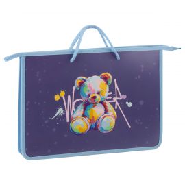 Папка с ручками А4 ArtSpace "Bear", пластик, на молнии, 45мм ПТ-15О40005