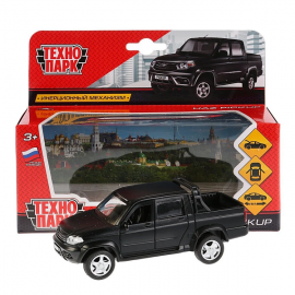 Машина металл UAZ PICKUP МАТОВЫЙ черный, 12 см, откр дв, багаж, инерц 263344 263344