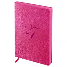 Ежедневник датированный 2027г., А6+, 176л., мягкий переплет, кожзам, BG "Shine. Magenta", фуксия, цветной срез DdА6+_68159