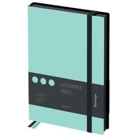 Ежедневник недатированный, А5, 136л., кожзам, Berlingo "Instinct", черный/мятный, с резинкой UD0_91502