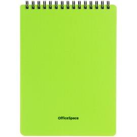 Блокнот А5 60л. на гребне OfficeSpace "Neon", салатовая пластиковая обложка Б5к60грП_35401