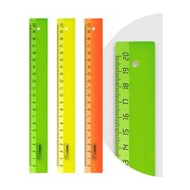 Линейка 20см СТАММ, пластиковая, непрозрачная, неоновые цвета, ассорти ЛН11