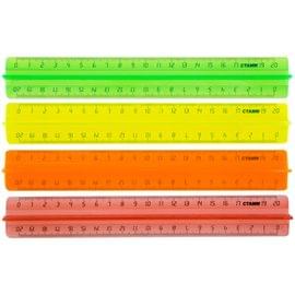 Линейка 20см СТАММ, пластиковая, с держателем, прозрачная, неоновые цвета, ассорти ЛН17