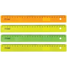 Линейка 25см СТАММ, пластиковая, прозрачная, неоновые цвета, ассорти ЛН22