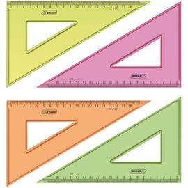 Треугольник 30°, 18см СТАММ, пластиковый, прозрачный, неоновые цвета, ассорти ТК47