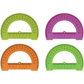 Транспортир 12см, 180° СТАММ, пластиковый, отливная шкала, прозрачный, неоновые цвета, ассорти ТР31