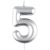 Свеча для торта с держателем MESHU "Цифра 5", 6см, серебряная, блистер MS_59778