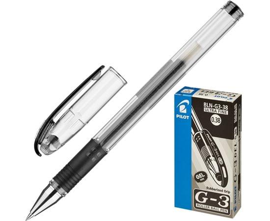 Ручка гелевая Pilot "G-3" черная, 0,38мм, грип BLN-G3-38-B