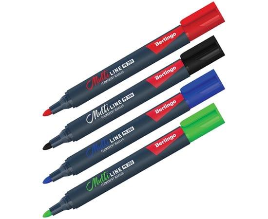 Набор перманентных маркеров Berlingo "MultiLine PE300" 04цв., пулевидный, 3,0мм BMc_36409