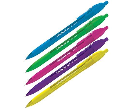 Ручка шариковая автоматическая Berlingo "Triangle 110 RT Color" синяя, 0,7мм, трехгр., игол. стержень CBm_07120