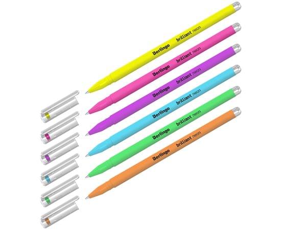 Набор гелевых ручек Berlingo "Brilliant Neon" 6шт., 06цв., 0,8мм, корпус ассорти CNg_30306