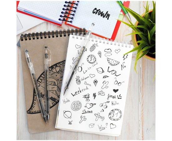 Ручка гелевая Crown "Hi-Jell" черная, 0,5мм, штрих-код HJR-500B