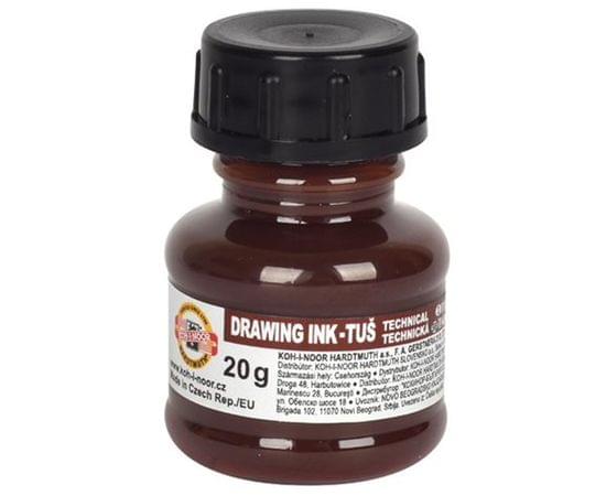 Тушь акриловая плакатная Koh-I-Noor, 20гр, коричневая, флакон 0141700902LP