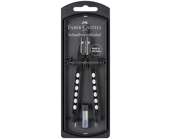 Циркуль Faber-Castell "Factory", хром , + грифели, пластиковый футляр 174360