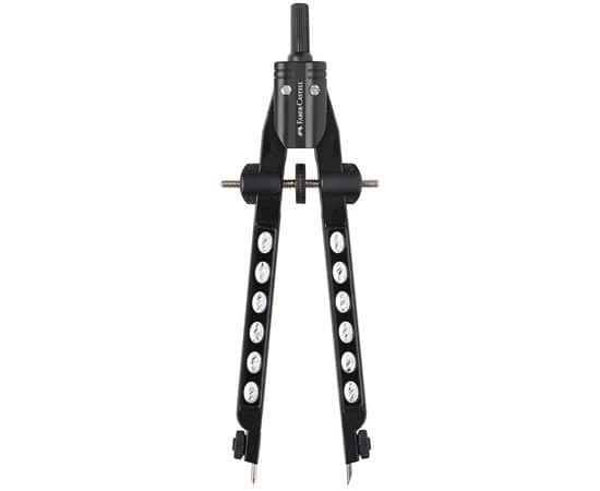 Циркуль Faber-Castell "Factory", хром , + грифели, пластиковый футляр 174360