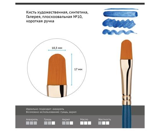 Кисть художественная синтетика Гамма "Галерея", плоскоовальная №10, короткая ручка 303010