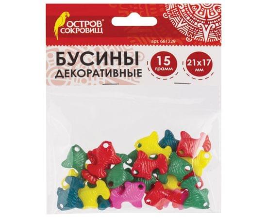 Бусины для творчества РЫБКИ, 21*17мм, 15г., 5 цветов, ОСТРОВ СОКРОВИЩ, 661229 661229