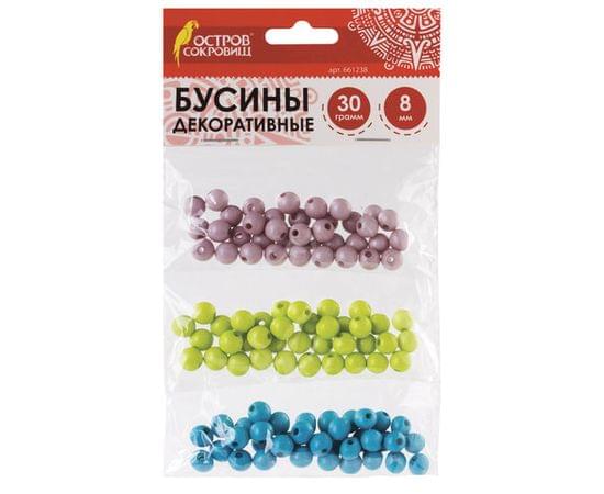Бусины для творчества ШАРИКИ, 8мм, 30г., серые, голубые, салатовые, ОСТРОВ СОКРОВИЩ, 661238 661238 
