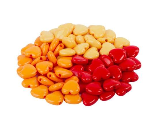 Бусины для творчества СЕРДЦЕ, 10мм, 30г., оранжевые, золотые, красные, ОСТРОВ СОКРОВИЩ, 661242 661242 