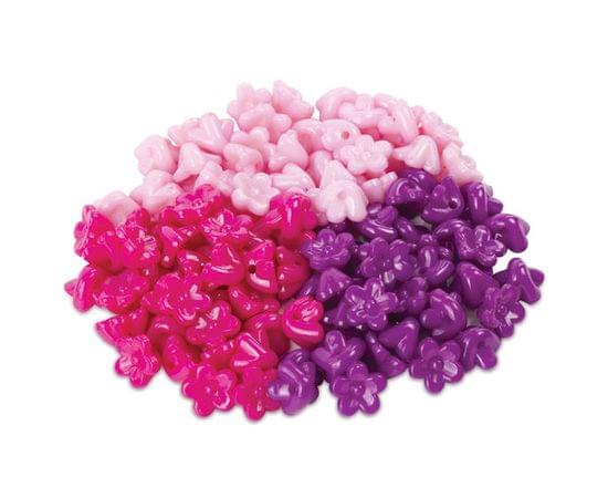 Бусины для творчества ЦВЕТЫ, 10мм, 30г., св.розовые, розовые, фиолет., ОСТРОВ СОКРОВИЩ, 661245 661245