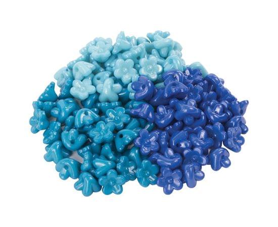 Бусины для творчества ЦВЕТЫ, 10мм, 30г., бирюзовые, св.голубые, голубые, ОСТРОВ СОКРОВИЩ, 661246 661246 