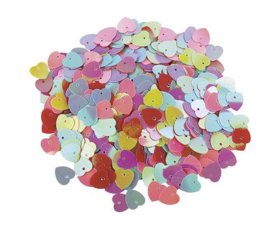 Пайетки для творчества СЕРДЦЕ, ЯРКИЕ, ЦВЕТ АССОРТИ, 5 цветов, 10мм, 20г., ОСТРОВ СОКРОВИЩ, 661275 661275 