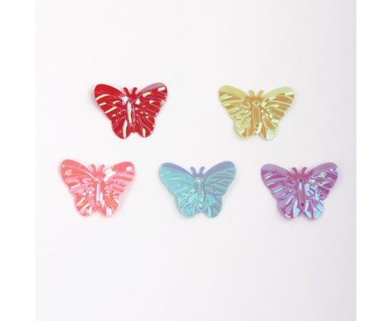 Пайетки для творчества БАБОЧКИ, ЯРКИЕ, ЦВЕТ АССОРТИ, 5 цветов, 15мм, 20г., ОСТРОВ СОКРОВИЩ, 661281 661281 