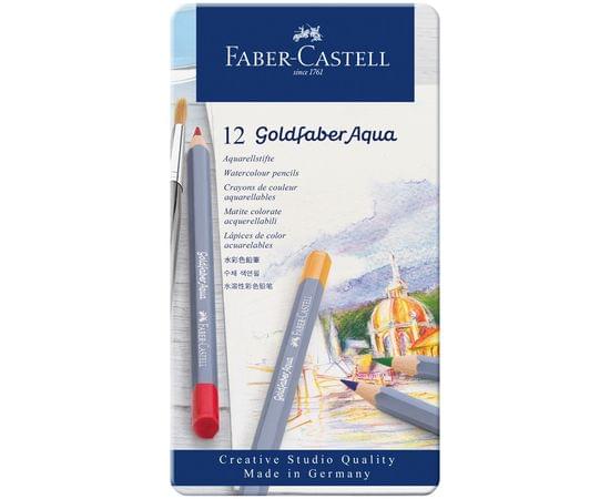 Карандаши акварельные художественные Faber-Castell "Goldfaber Aqua", 12цв, метал. коробка 114612