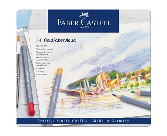 Карандаши акварельные художественные Faber-Castell "Goldfaber Aqua", 24цв, метал. коробка 114624