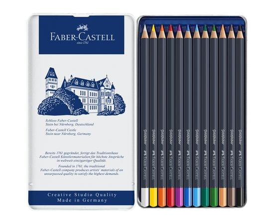 Карандаши цветные Faber-Castell "Goldfaber" 12цв., круглые, заточен., метал. коробка 114712