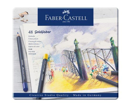 Карандаши цветные Faber-Castell "Goldfaber" 48цв., круглые, заточен., метал. коробка 114748