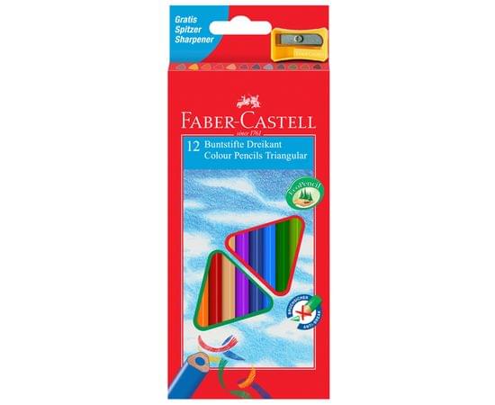 Карандаши цветные Faber-Castell "Ecopen" 12цв., трехгран., заточен., картон, европодвес, с точилкой 120523