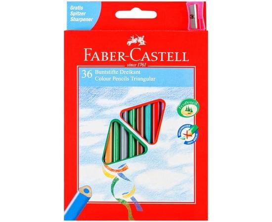 Карандаши цветные Faber-Castell "Ecopen" 36цв., трехгран., заточен., картон, европодвес, с точилкой 120536