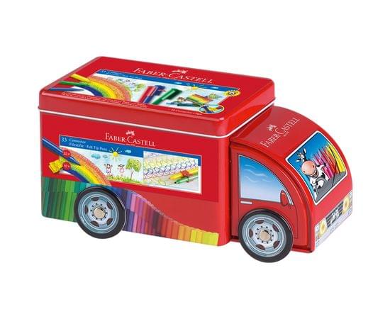 Набор для рисования Faber-Castell "Connector Truck" 33 фломастера+10 клипс, металлическая коробка 155533