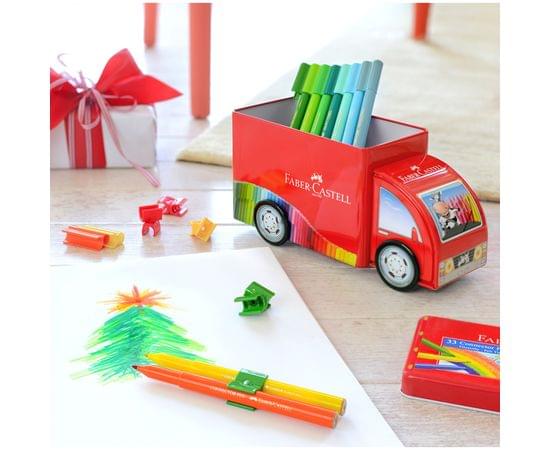 Набор для рисования Faber-Castell "Connector Truck" 33 фломастера+10 клипс, металлическая коробка 155533