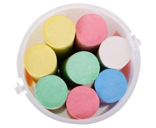 Мелки для асфальта Гамма "Мультики", цветные, 8шт., 5цв., круглые, пластиковое ведро 1704191