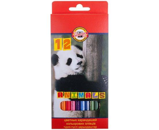 Карандаши цветные Koh-I-Noor "Животные", 12цв., заточен., картон, европодвес 3552012008KSRV