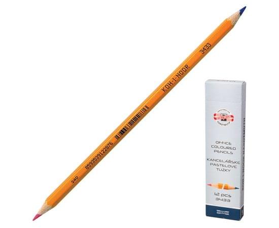 Карандаш двухцветный Koh-I-Noor, синий-красный, желтый корпус 34330EG001KSRU