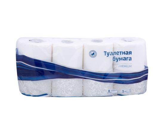 Бумага туалетная OfficeClean "Premium" 3-слойная, 8шт., тиснение, белая 279674