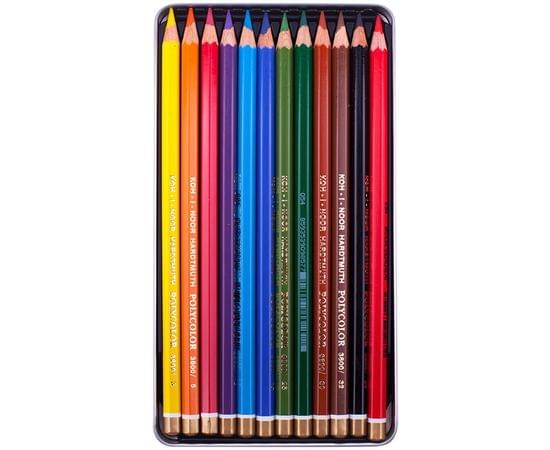 Карандаши цветные художественные Koh-I-Noor "Polycolor" 12цв., заточен., метал. пенал 3822012002PL