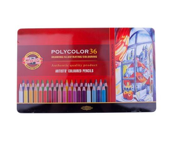 Карандаши цветные художественные Koh-I-Noor "Polycolor" 36цв., заточен., метал. пенал 3825036002PL