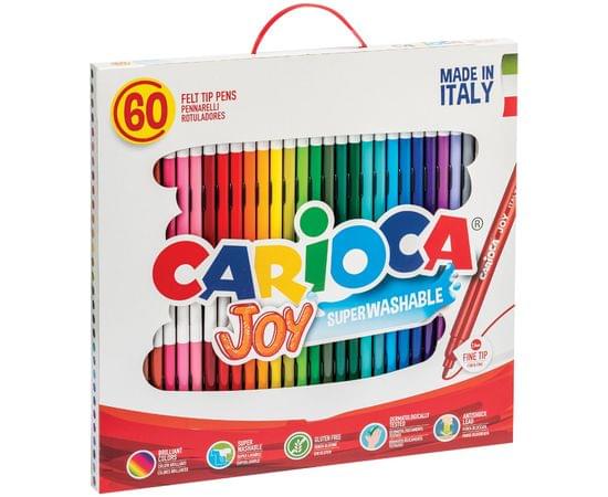 Фломастеры Carioca "Joy", 60шт., 30цв., смываемые, картон, пластиковая ручка 41015