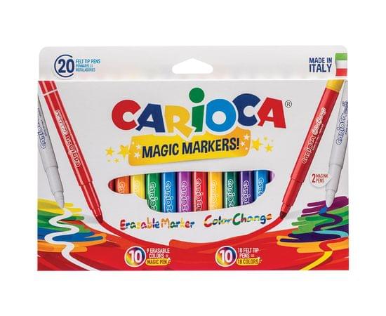 Фломастеры меняющие цвет/стираемые Carioca "Magic Markers", 18цв.+2, 20шт., картон, европодвес 41369