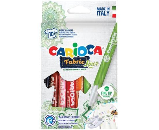 Набор фломастеров для ткани Carioca "Fabric Liner" 10цв., картон. уп., европодвес 42909