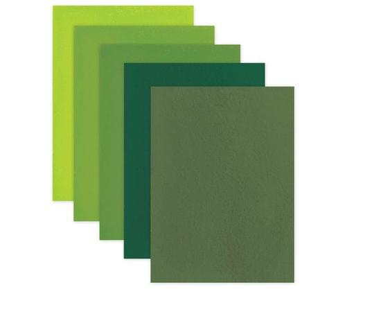 Цветной фетр МЯГКИЙ А4, 2мм, 5л, 5цв, плотность 170 г/м, оттенки зеленого, ОСТРОВ СОКРОВИЩ, 660643 660643