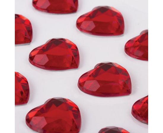 Стразы самоклеящиеся СЕРДЦЕ, красные, 16 мм, 18 шт., на подложке, ОСТРОВ СОКРОВИЩ, 661579 661579