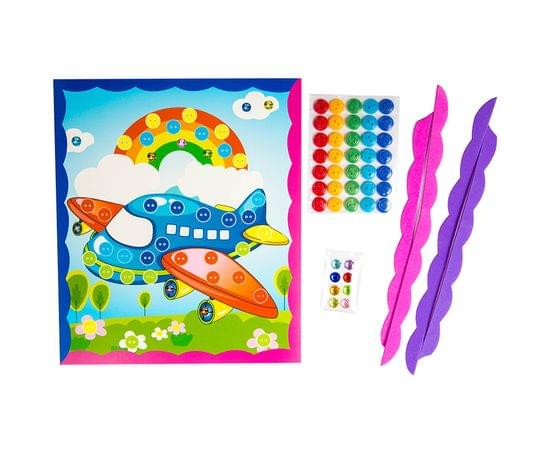 Аппликация из пуговиц Мульти-Пульти "Самолет", 19*22см, европодвес AP_15790