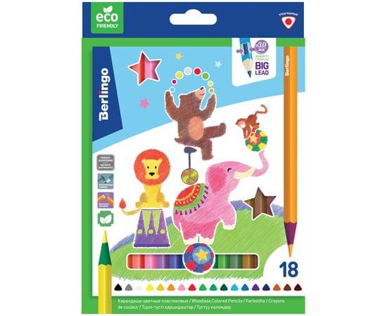 Карандаши цветные пластиковые Berlingo "Цирк", 18цв., заточен., картон, европодвес CP_04818